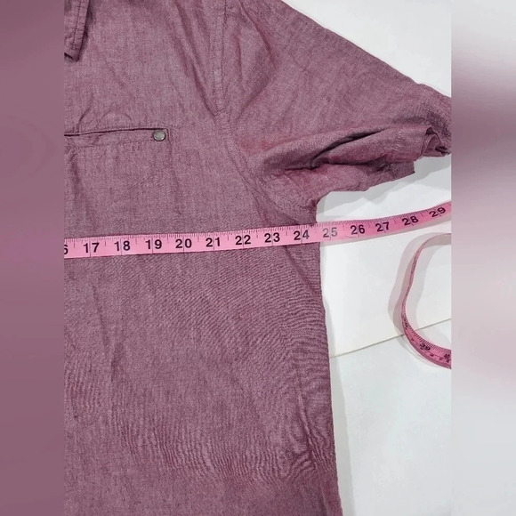 Voyager Sz 2XL Mens Short Sleeve Button Down Shirt Red Solid 100% Cotton Casual - Picture 4 of 8